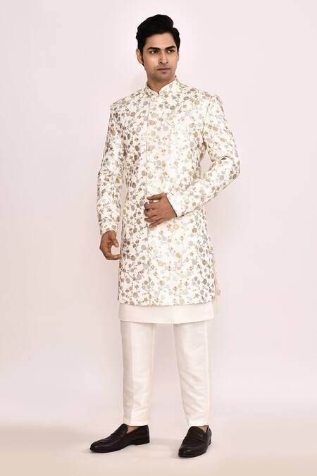 Arihant Rai Sinha_White Embroidery Floral Sherwani _at_Aza_Fashions