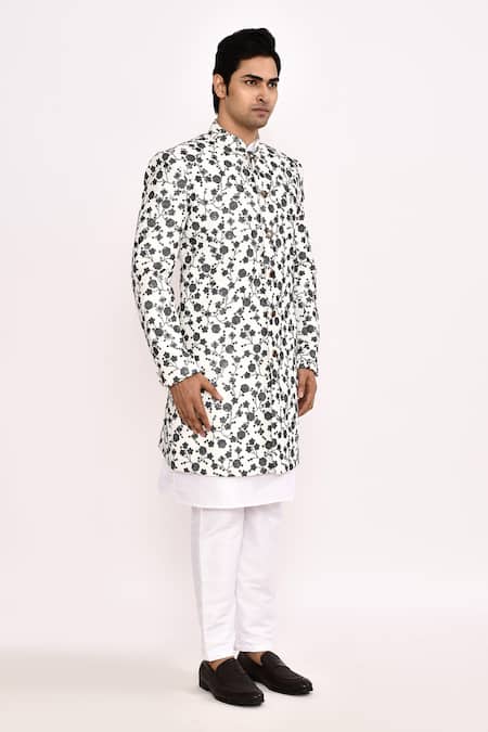 Buy_Arihant Rai Sinha_White Floral Print Sherwani _Online_at_Aza_Fashions