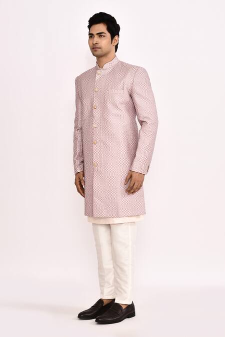 Arihant Rai Sinha_Purple Cotton Silk Sherwani _Online_at_Aza_Fashions