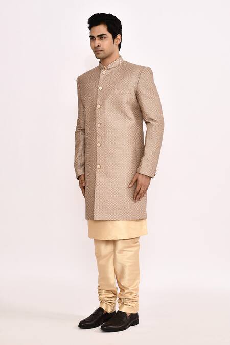 Arihant Rai Sinha_Brown Light Embroidered Sherwani _Online_at_Aza_Fashions