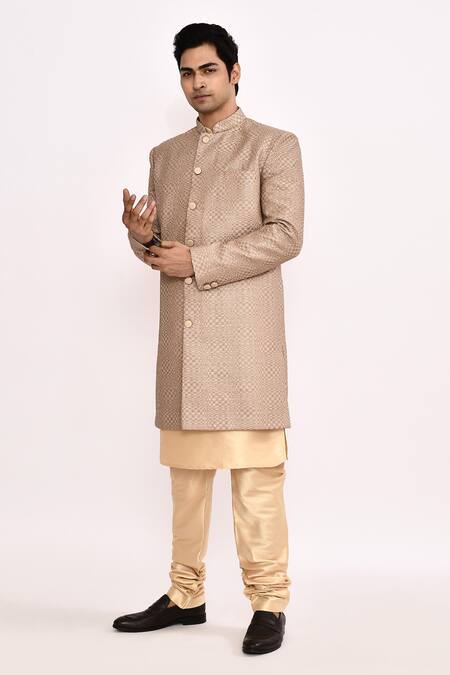 Buy_Arihant Rai Sinha_Brown Light Embroidered Sherwani _Online_at_Aza_Fashions