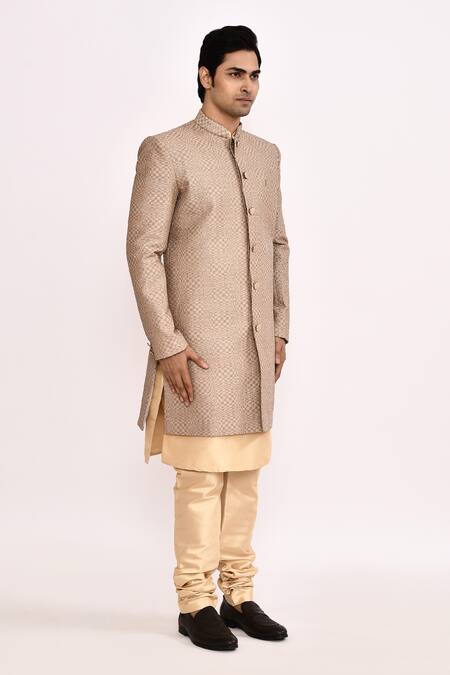 Arihant Rai Sinha_Brown Light Embroidered Sherwani _at_Aza_Fashions