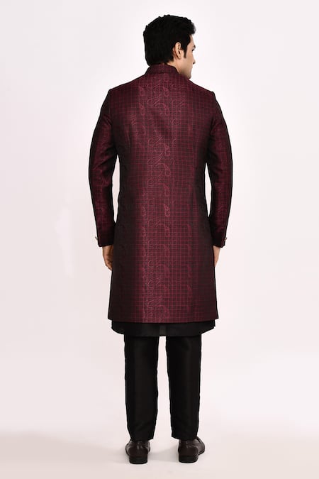 Arihant Rai Sinha Maroon Silk Long Jacket 