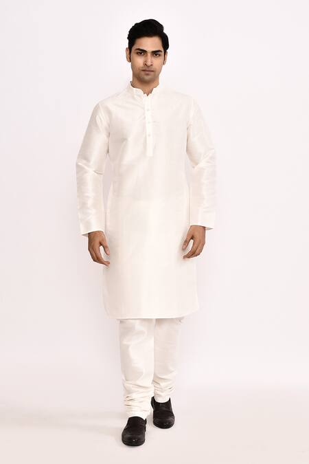 Arihant Rai Sinha_White Cotton Silk Kurta _Online_at_Aza_Fashions