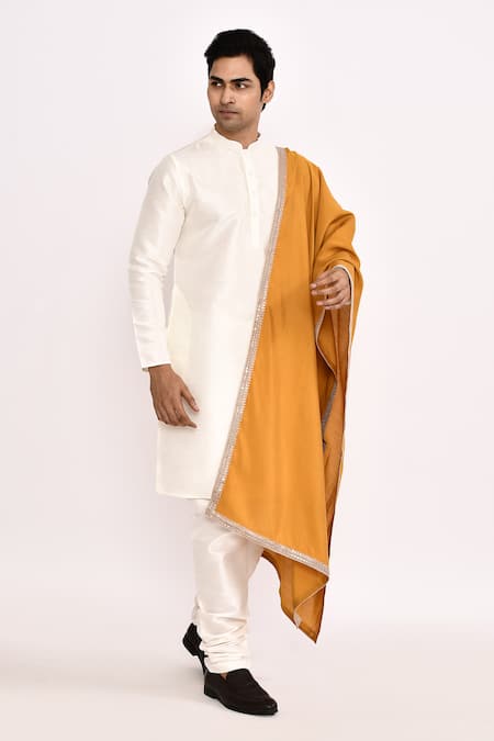 Buy_Arihant Rai Sinha_White Cotton, Silk Embroidery Classic Kurta _Online_at_Aza_Fashions