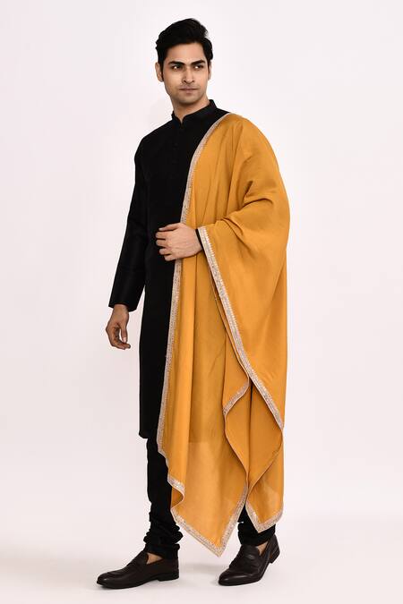 Arihant Rai Sinha_Black Cotton Silk Classic Kurta _at_Aza_Fashions