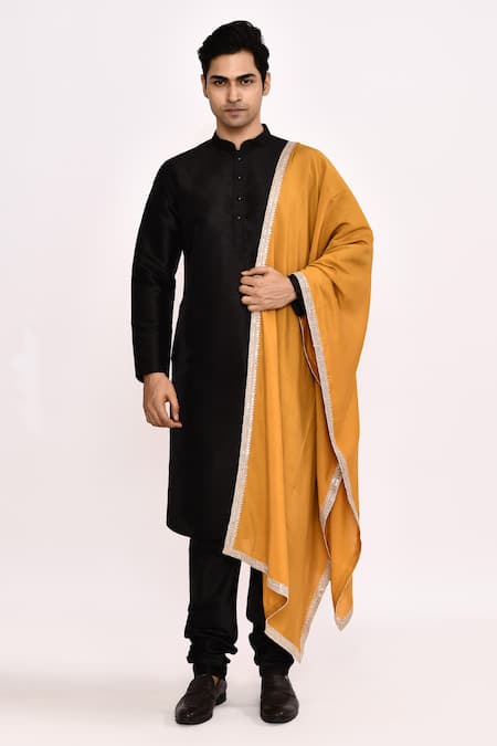 Arihant Rai Sinha Black Cotton Silk Classic Kurta 