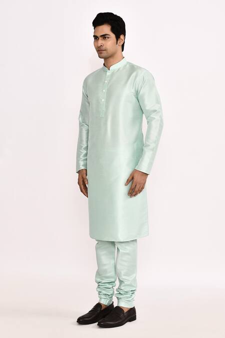 Arihant Rai Sinha_Sky Blue Silk Blend Long Kurta _Online_at_Aza_Fashions