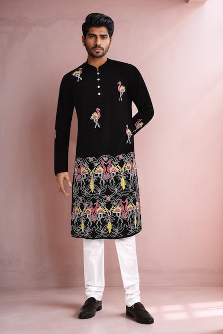 Arihant Rai Sinha Black Embroidered Long Kurta 