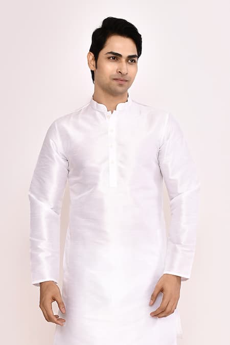 Arihant Rai Sinha_White Silk Classic Blend Kurta _Online_at_Aza_Fashions