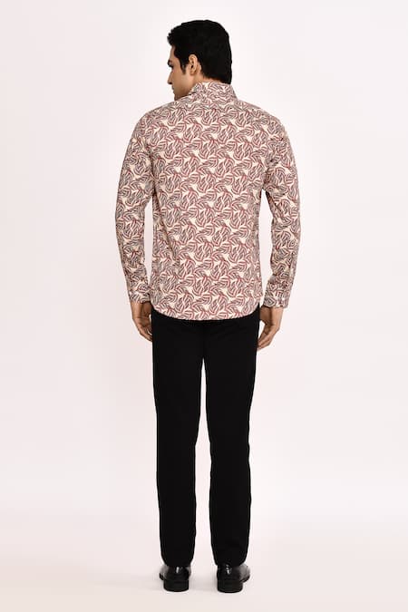 Shop_Arihant Rai Sinha_Mauve Cotton Printed Casual Shirt _at_Aza_Fashions
