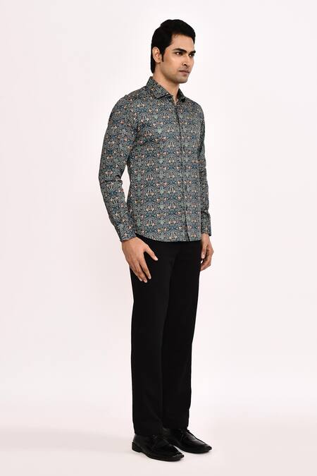 Buy_Aryavir Malhotra_Multi Color Cotton Printed Casual Shirt _Online_at_Aza_Fashions