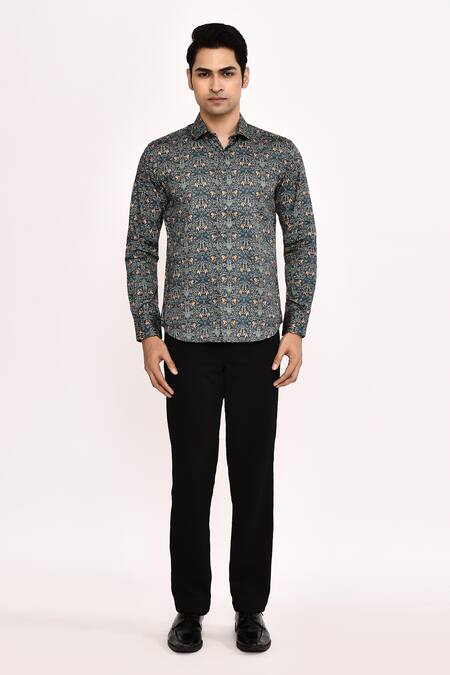 Shop_Aryavir Malhotra_Multi Color Cotton Printed Casual Shirt _Online_at_Aza_Fashions