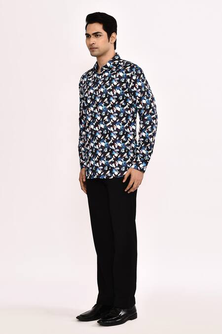 Buy_Aryavir Malhotra_Multi Color Cotton Printed Casual Shirt _Online_at_Aza_Fashions