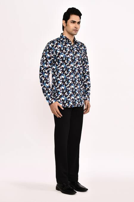 Shop_Aryavir Malhotra_Multi Color Cotton Printed Casual Shirt _Online_at_Aza_Fashions