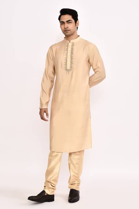 Arihant Rai Sinha_Beige Cotton Classic Long Kurta _at_Aza_Fashions