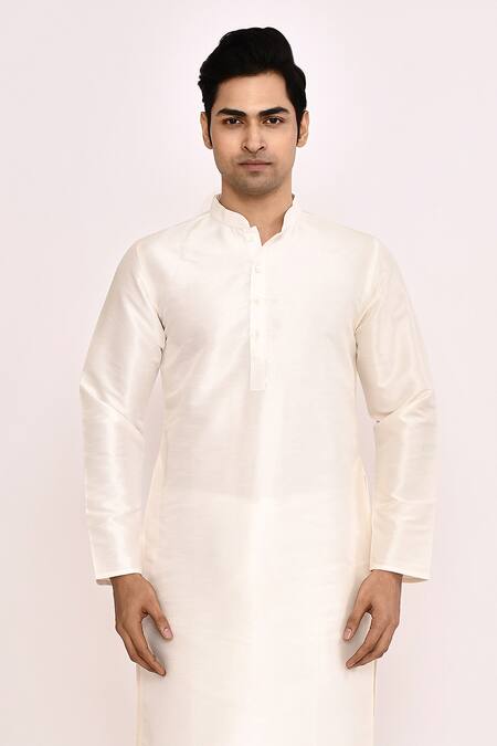 Arihant Rai Sinha_White Silk Classic Blend Kurta _Online_at_Aza_Fashions