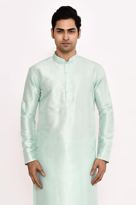 Arihant Rai Sinha_Green Silk Rama Printed Long Kurta _Online_at_Aza_Fashions