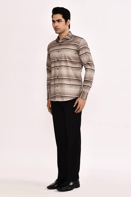 Aryavir Malhotra_Multi Color Cotton Stripe Casual Shirt _Online_at_Aza_Fashions