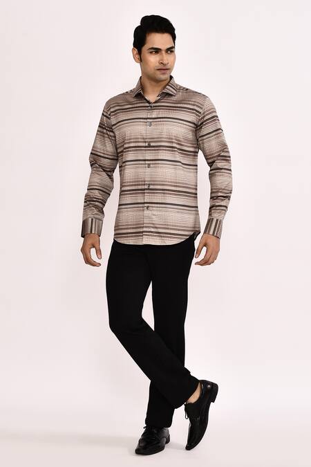 Aryavir Malhotra_Multi Color Cotton Stripe Casual Shirt _at_Aza_Fashions