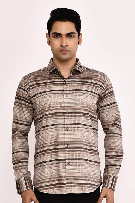 Buy Aryavir Malhotra Multi Color Cotton Stripe Casual Shirt Buy_Aryavir Malhotra_Multi Color Cotton Stripe Casual Shirt
