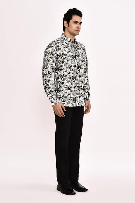 Buy_Aryavir Malhotra_Multi Color Cotton Printed Casual Shirt _Online_at_Aza_Fashions