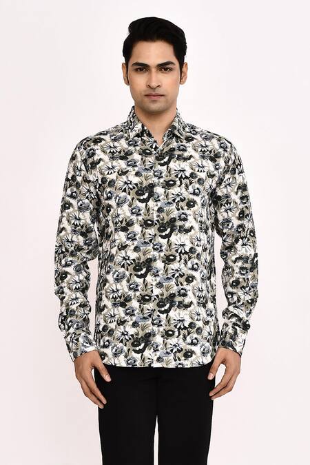 Buy_Aryavir Malhotra_Multi Color Cotton Printed Casual Shirt 