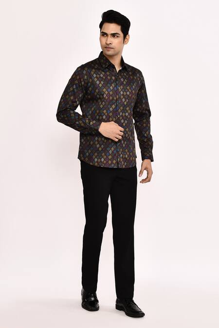 Shop_Arihant Rai Sinha_Multi Color Cotton Printed Casual Shirt _Online_at_Aza_Fashions
