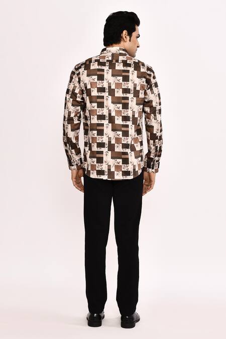 Shop_Arihant Rai Sinha_Cream Cotton Printed Casual Shirt _at_Aza_Fashions