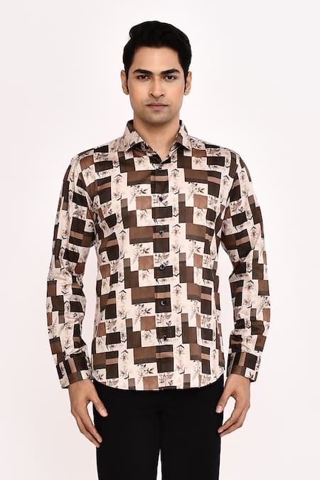 Buy_Arihant Rai Sinha_Cream Cotton Printed Casual Shirt 