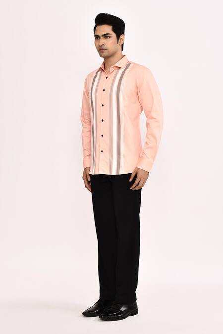 Buy_Arihant Rai Sinha_Peach Cotton Casual Shirt _Online_at_Aza_Fashions
