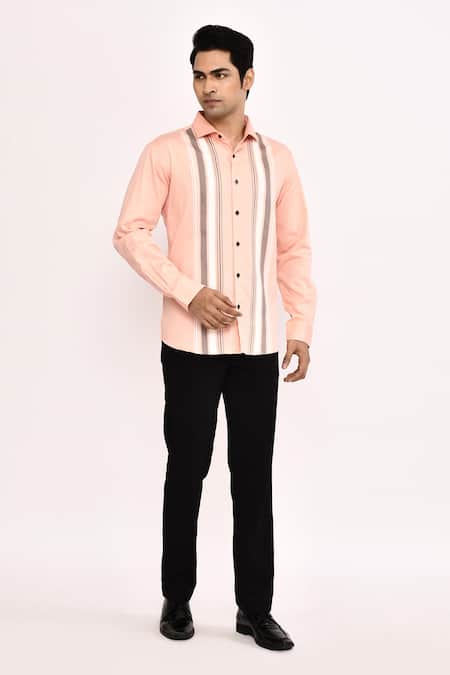 Shop_Arihant Rai Sinha_Peach Cotton Casual Shirt _Online_at_Aza_Fashions