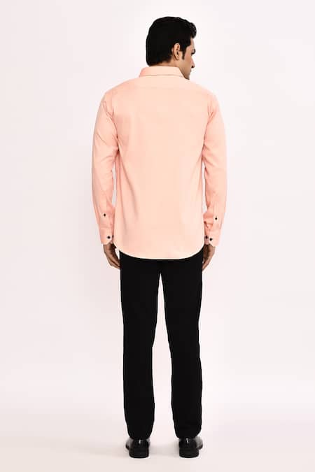 Shop_Arihant Rai Sinha_Peach Cotton Casual Shirt _at_Aza_Fashions