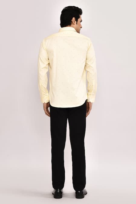 Shop_Arihant Rai Sinha_Yellow Cotton Light Casual Shirt _at_Aza_Fashions