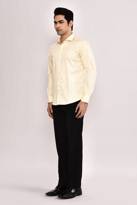 Buy_Arihant Rai Sinha_Yellow Cotton Light Casual Shirt _Online_at_Aza_Fashions