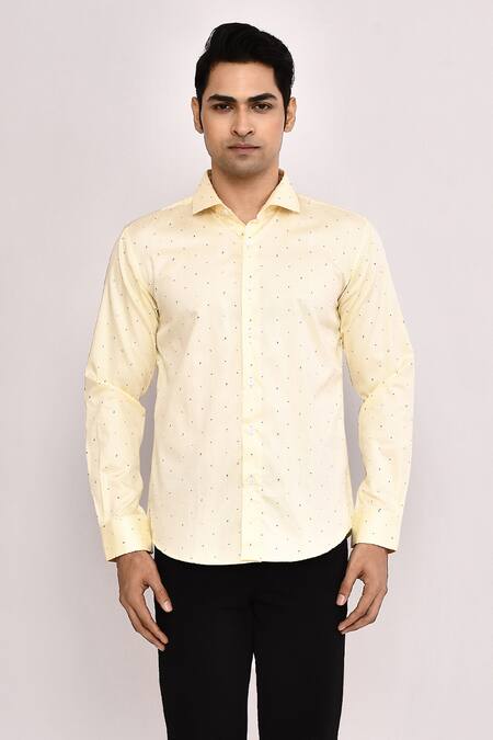 Buy_Arihant Rai Sinha_Yellow Cotton Light Casual Shirt 