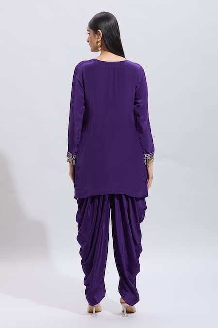 Samyukta Singhania Embroidered Purple Kurta & Dhoti Set