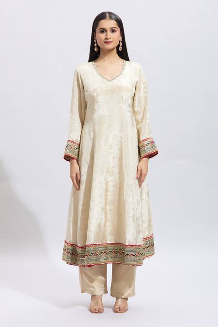 Buy Samyukta Singhania Multi Color Silk Embroidery Round Neck Anarkali Set With Dupatta Online at Aza Fashions Buy_Samyukta Singhania_Multi Color Silk Embroidery Round Neck Anarkali Set With Dupatta_Online_at_Aza_Fashions