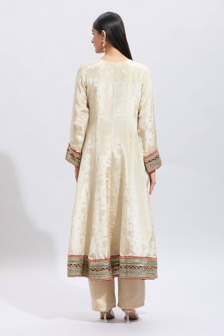 Shop Samyukta Singhania Multi Color Silk Embroidery Round Neck Anarkali Set With Dupatta at Aza Fashions Shop_Samyukta Singhania_Multi Color Silk Embroidery Round Neck Anarkali Set With Dupatta_at_Aza_Fashions