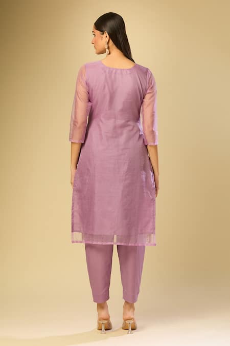 Naintara Bajaj Purple Organza Embroidered Kurta Set 