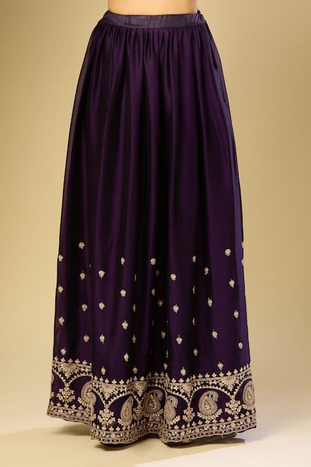 Buy_Samyukta Singhania_Purple Silk Sequins, Embroidery Round Neck Kurta Set 