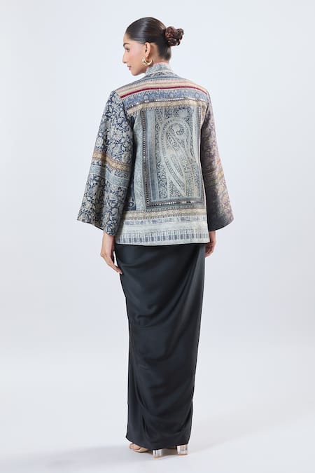 Shop_Ott_Multi Color Embroidery Printed Jacket _at_Aza_Fashions