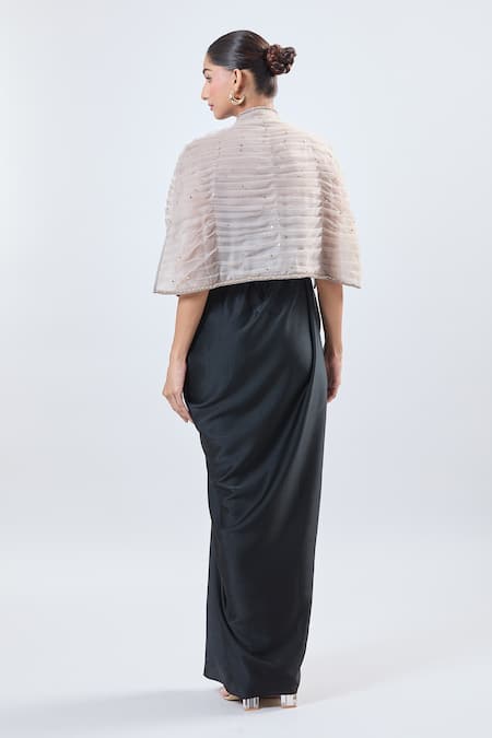 Ott Beige Embellished Cape 