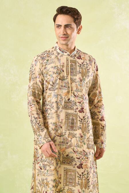 Buy_Rng Safawala_Yellow Georgette, Silk Embroidery Kurta Set