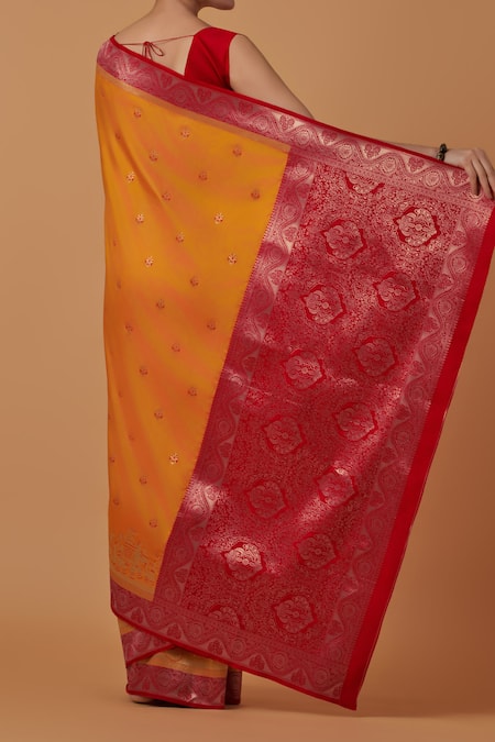 Naintara Bajaj Amber Zari Woven Banarasi Saree Set 