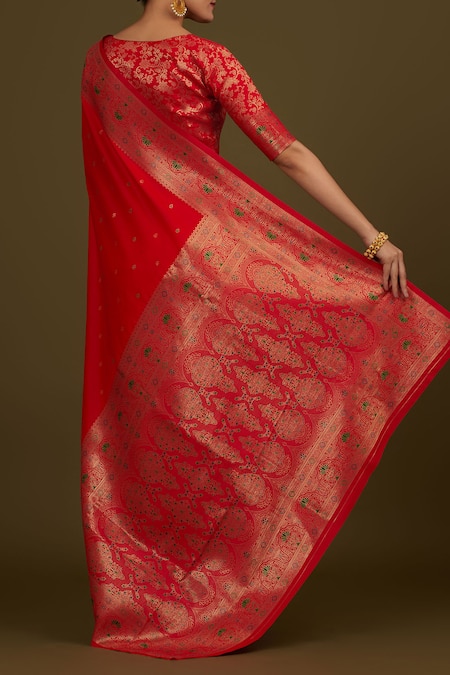 Samyukta Singhania Zari Woven Red Banarasi Silk Saree 