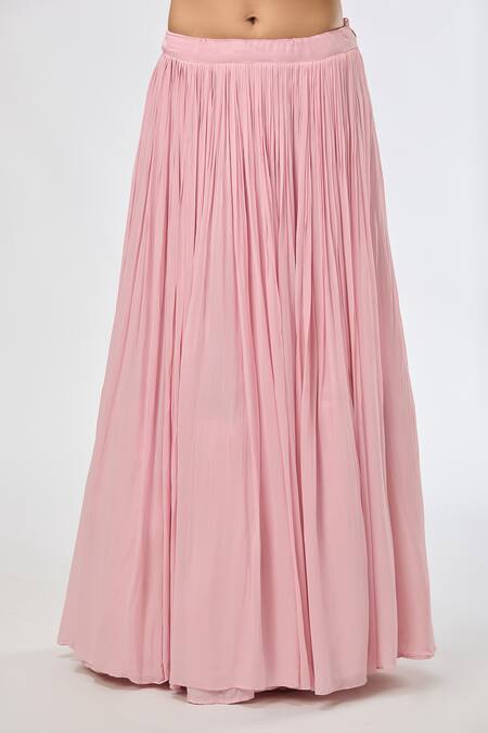 Shop_Aksh_Pink Chanderi, Georgette, Organza Embroidery V-neck Hand Peplum Kurta Set _Online_at_Aza_Fashions