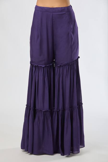 Shop_Aksh_Purple Chanderi Embroidery Round Neck Hand Kurta Set_Online_at_Aza_Fashions