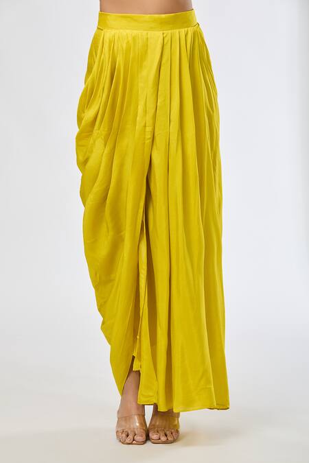 Shop_Aksh_Yellow Silk Embroidery Round Neck Hand Kurta Set_Online_at_Aza_Fashions