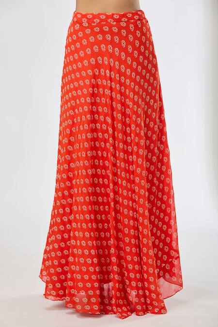 Shop Aksh Rust Georgette Embroidery Round Neck Printed Anarkali Set Online at Aza Fashions Shop_Aksh_Rust Georgette Embroidery Round Neck Printed Anarkali Set_Online_at_Aza_Fashions